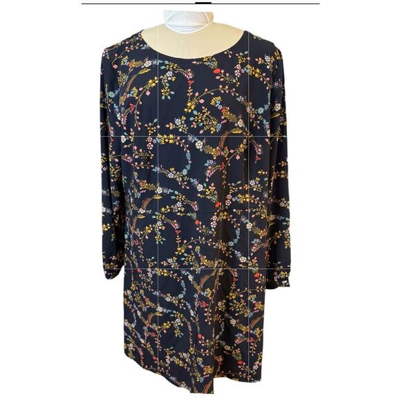 LOFT Dark Floral Dress Plus Sz. 18 - Picture 6 of 8